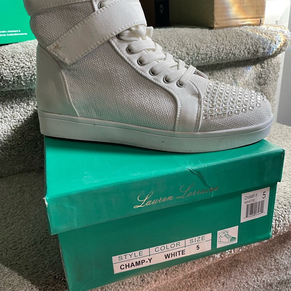 Lauren Lorraine Sparkling White High-Top Sneakers